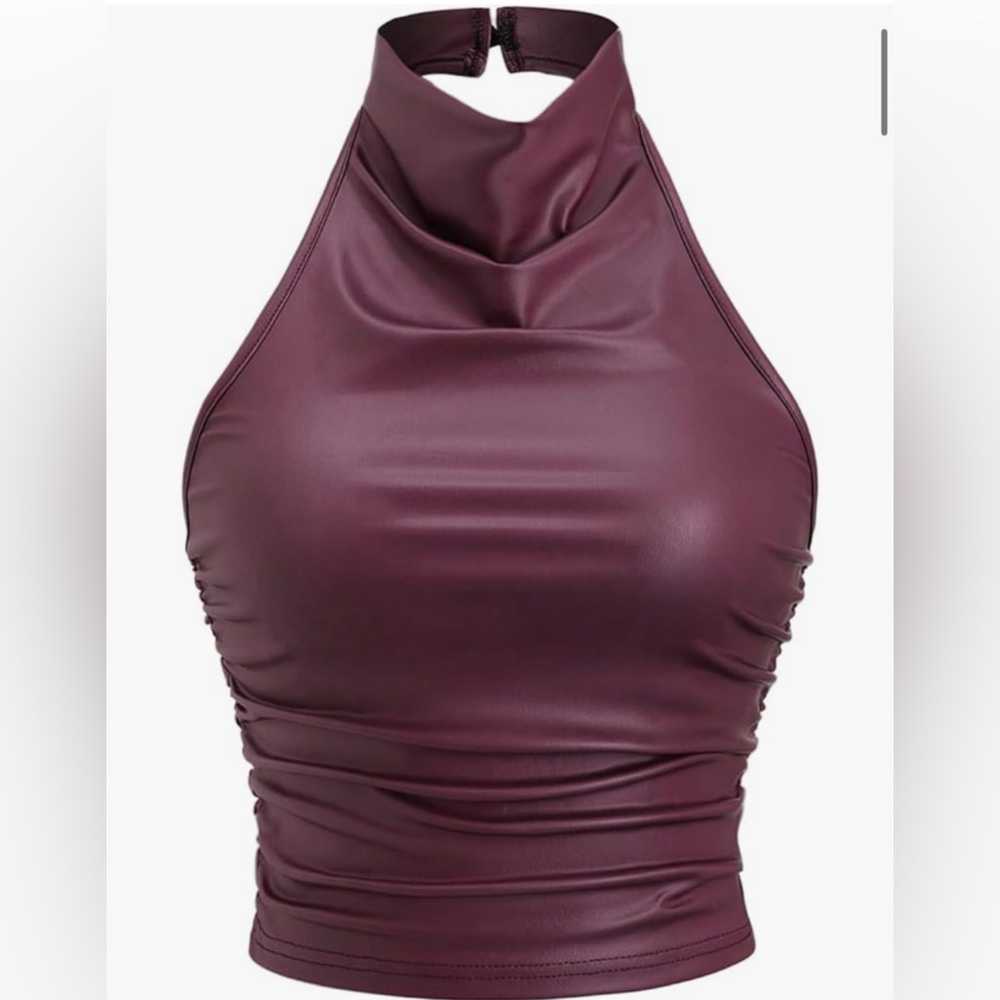 Burgundy Leather Top
